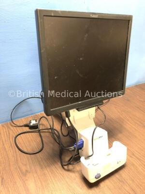 6 x Welch Allyn ProPaq LT Charging / Com Cradle with Planar PL1700 Monitor and Leads on Arm (1 x Picture - 6 in Lot - Damage to Screens - See Pictures - 4