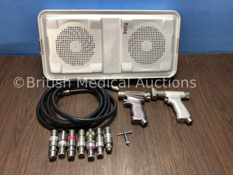 1 x Microaire 7100-200 Drill / Reamer Handpiece, 1 x Microaire Oscillating Saw 7200-200 Handpiece, 1 x High Torque Jacobe Drill Coupler, 1 x Keyless D