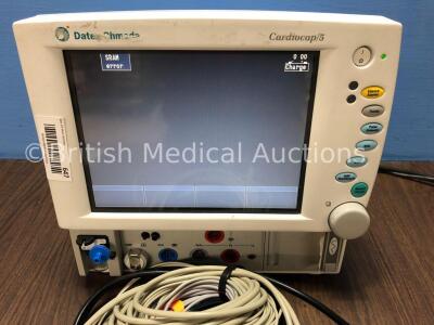 Datex-Ohmeda CardioCap 5 Anaesthesia Monitor with Spirometry, NIBP, ECG, SPO2,P1, P2, T1 and Printer Options, D-Fend Water Trap, 3 Lead ECG Leads, SPO - 2