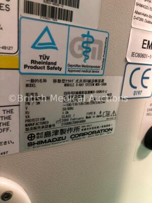 Shimadzu Formula Mobile-Art X-Ray System Model MUX-100H with Control Hand Trigger and Key (Powers Up with Key-Key Included) * SN 0362Z17605 * * Mfd Fe - 6