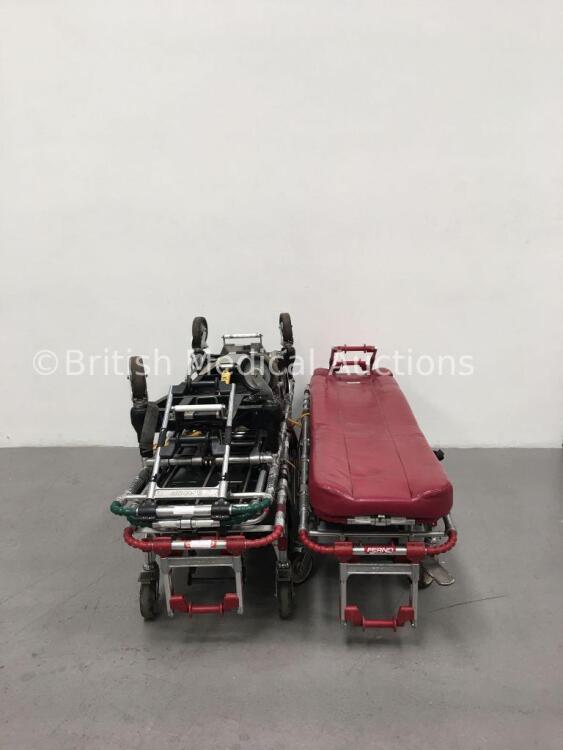 2 x Ferno Falcon Six Hydraulic Ambulance Stretchers with 1 x Mattress (2 x Hydraulics Not Working) and 1 x Ferno Pegasus Hydraulic Ambulance Stretcher