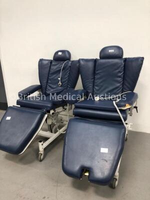 2 x Gardhen Bilance Stephen Electric Dialysis/Therapy/ Examination Chairs with Controllers (Both Power Up-Damage to Arm Chair) - 2