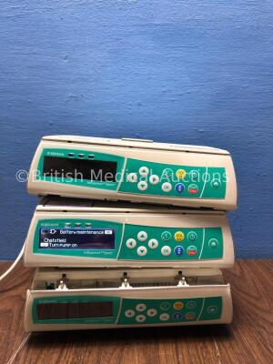 3 x B Braun Infusomat Space Infusion Pumps (2 Power Up 1 with Alarm, 1 No Power with Faulty Door Panel-Power Supplies Not Included) *021906 / 023013 / - 2