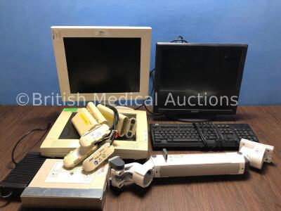 Mixed Lot Including 1 x Philips 19 Inch LCD Monitor, 1 x HP Keyboard, 1 x GE DFM 17 Inch Monitor, 1 x GE Marquette Monitor, 1 x Monitor Bracket and 1