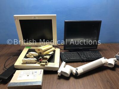 Mixed Lot Including 1 x Philips 19 Inch LCD Monitor, 1 x HP Keyboard, 1 x GE DFM 17 Inch Monitor, 1 x GE Marquette Monitor, 1 x Monitor Bracket and 1 - 2