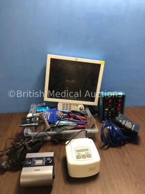 Mixed Lot Including Various Size BP Cuffs, 1 x Critikon Dinamap 8100 Vital Signs Monitor with BP Hose and BP Cuff (Powers Up) 1 x ResMed S9 Escape CPA