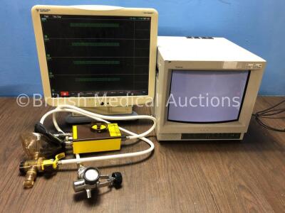 1 x Fukuda Denshi DS-7680W Patient Monitor, 1 x Sony Trinitron Monitor and 1 x SOS Pace Resuscitator with Hose