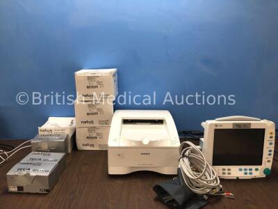 Mixed Lot Including 1 x Sony UP-DR80MD Printer (Powers Up) 1 x GE B30 Patient Monitor with 1 x GE E-PSMP Module Including ECG, SpO2, P1, P2, T1, T2 an
