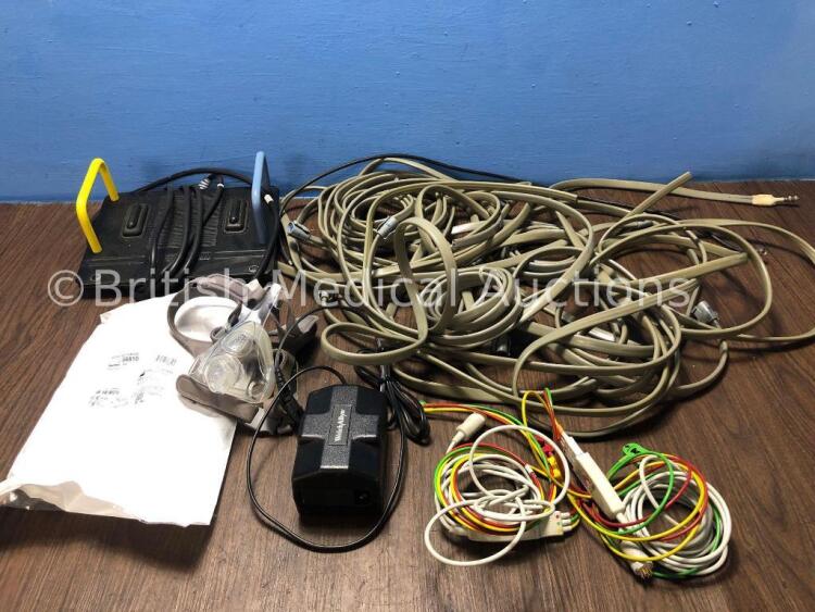 Mixed Lot Including 5 x NIBP Hoses, 1 x ResMed Slimline Tubing with Mask, 1 x Welch Allyn Charger, 2 x 3 Lead ECG Leads and 1 x Eschmann 83-109-39 Foo