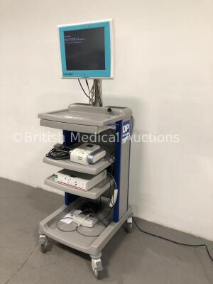 DP Medical Stack Trolley for Colposcope with MediScan Kestrel Monitor, Canon Selphy DS810 Printer,DP Medical DVC 750 Camera Control Unit and Footswitc - 6