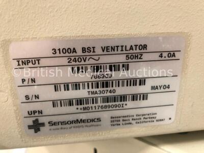 SensorMedics Model 3100A Oscillatory Ventilator with Hoses (Powers Up) * SN TMA30740 * - 4