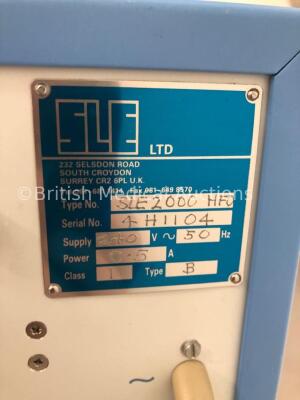 SLE 2000HFO Ventilator Version 1.6 Running Hours 23055 on Stand with Hoses (Powers Up) * SN 4H1104 * - 5
