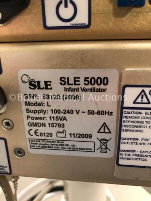 SLE5000 Infant Ventilator TTV Plus (Model L) Software Version 5.0 on Stand with Hoses (Powers Up) * SN 53122 * * Mfd 2009 * - 4