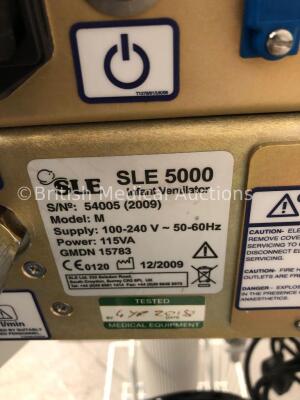 SLE5000 Infant Ventilator TTV Plus (Model M) Software Version 5.0 on Stand with Hoses (Powers Up) * SN 54005 * * Mfd 2009 * - 4