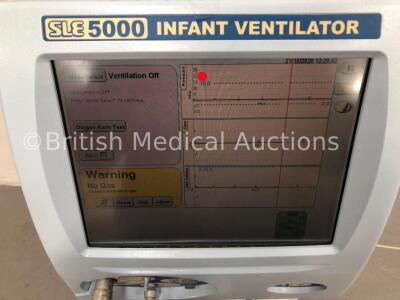 SLE5000 Infant Ventilator TTV Plus (Electronic Unit Model:A,Pneumatic Unit Model:M-1) Software Version 4.3 on Stand with Hoses (Powers Up) * SN 51777 - 3