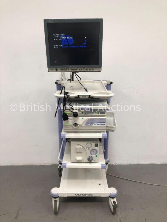 Olympus Stack Trolley Including Olympus OEV191H Monitor,Olympus Evis Lucera CV-260SL Processor Unit,Olympus MAJ-1154 Pigtail Connector,Olympus Evis Lu