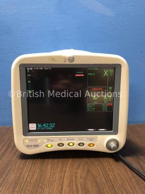 GE Dash 4000 Patient Monitor Including ECG, NBP, CO2, BP 1/3, BP 2/4, SpO2 andTemp/CO Options with 2 x SM 201-6 Battery (Powers Up) *SD007293702GA*