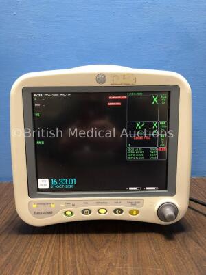 GE Dash 4000 Patient Monitor Including ECG, NBP, CO2, BP 1/3, BP 2/4, SpO2 andTemp/CO Options with 2 x SM 201-6 Battery (Powers Up) *SD009244348GA*