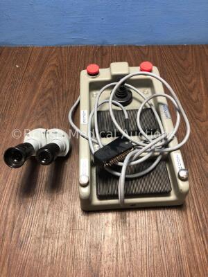 1 x Microscope Footswitch and 1 x Zeiss f=125/16 Binoculars with 2 x 10 Eyepieces