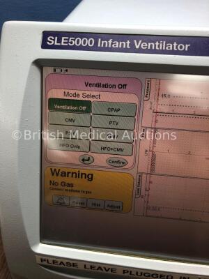 SLE5000 Infant Ventilator TTV Plus Ventilator Software Version 5.0 Electronic Unit Model A - Pneumatic Unit Model G (Powers Up) *S/N 51044 (2003) - 3