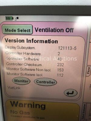 SLE5000 Infant Ventilator TTV Plus Ventilator Software Version 5.0 Electronic Unit Model A - Pneumatic Unit Model G (Powers Up) *S/N 51044 (2003) - 4