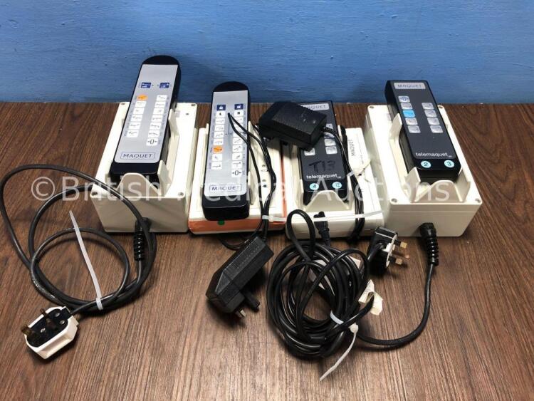 4 x Maquet Electric Operating Table Controllers with Charging Stations *S/N 03021 / 03361 / 00018 / 20240*