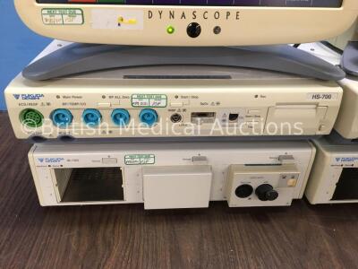 2 x Fukuda Denshi DS-7300 Patient Monitors with 2 x Fukuda Denshi HS-700 Units with ECG/Resp, BP/Temp/Co, SPO2 and CO2 Options and 2 x Fukuda Denshi I - 4