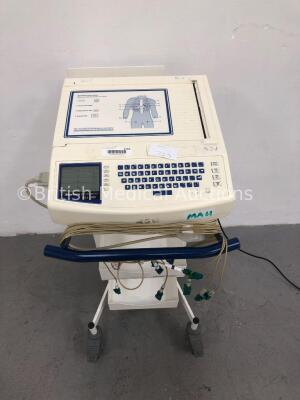 Mortara Instrument ELI 250 ECG Machine on Trolley with 10 Lead ECG Leads (Powers Up) *S/N 107037761163*