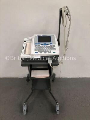 Burdick Atria 6100 ECG Machine with 10 Lead ECG Leads on Stand (Unable to Power Test Due to Cut Power Supply - Missing Printer Cover - See Pictures) *