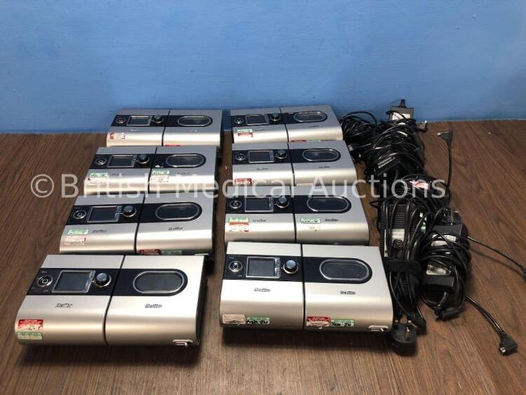 8 x ResMed S9 Elite CPAP Units with 8 x ResMed H5i Humidifier Units and 8 x AC Power Supplies (All Power Up) *18232 / 18313 / 21424 / 18552 / 19111 /