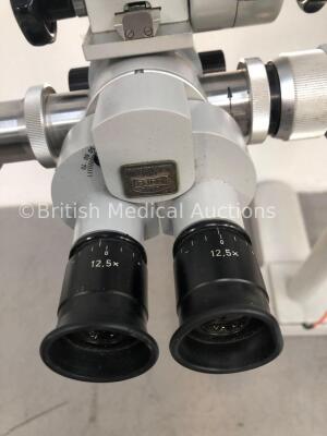Carl Zeiss OPMI 111 Surgical Microscope with Training Arm, 3 x 12,5x Eyepieces and Zeiss f250 T* Lens on S21 Stand (Powers Up with Good Bulb - Damage - 5