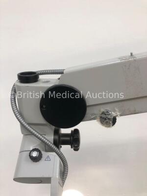 Carl Zeiss OPMI 111 Surgical Microscope with Training Arm, 3 x 12,5x Eyepieces and Zeiss f250 T* Lens on S21 Stand (Powers Up with Good Bulb - Damage - 9