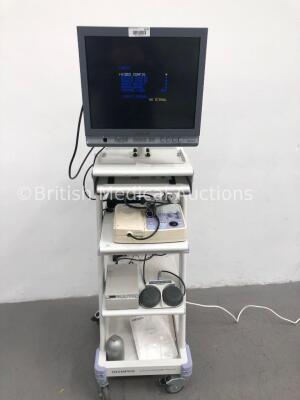 Olympus TC-EU Ultrasound Trolley with Olympus OEV181H Monitor, Olympus Endo-Echo EU-C2000 Compact Endoscopic Ultrasound Center and Olympus MAJ-1722 Pi