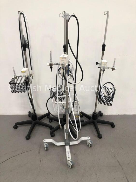 4 x Inspiration Healthcare High/Low Flow Air-Oxygen Blenders on Stands with Hoses *A/N 083836 / 052021 / 083837 / 052003*