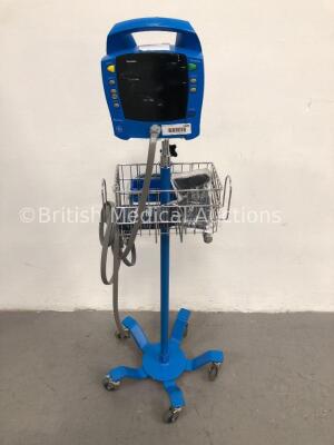 GE Dinamap ProCare Vital Signs Monitor on Stand with BP Hose and Cuff (Unable to Power Up Due to No Power Supply) *S/N 2008354-0015*