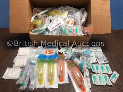 Job Lot of Various Consumables Including i-gel Supraglottic Airways, Surflo Winged Infusion Set, Syringes and Sol-Care Safety Needles (Some In Date, S