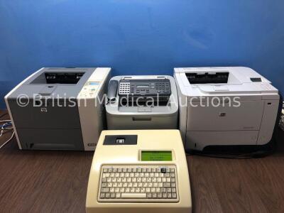 Mixed Lot Including 1 x HP Laserjet P3005 Printer, 1 x Samsung SF-650 Fax Machine, 1 x HP Laserjet P3015 Printer, 1 x Vogel Cassette Printer (All Powe