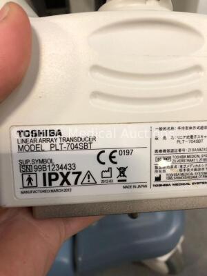 Toshiba Aplio XG SSA-790A Flat Screen Ultrasound Scanner *S/N 99F0924363* **Mfd 02/2009** with 2 x Transducers / Probes (PLT-704SBT *Mfd 03/2012* and - 7