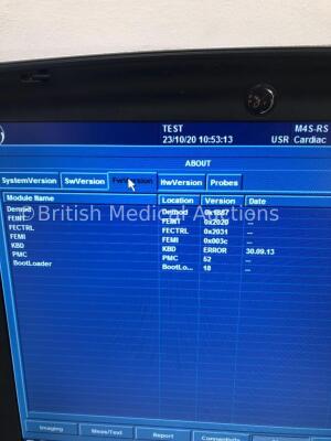 GE Vivid q Portable Ultrasound Scanner Ref H45041FM *S/N 050248Vq* **Mfd 01/2013** Application Software Version 12.1.0 Build 31 System Software Versio - 6