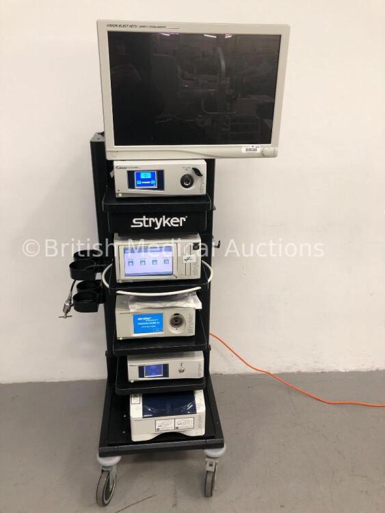 Stryker Stack System Including Stryker Vision ELECT HDTV Surgical Viewing Monitor,Stryker L9000 LED Light Source Unit, Stryker SDC Ultra HD Informatio