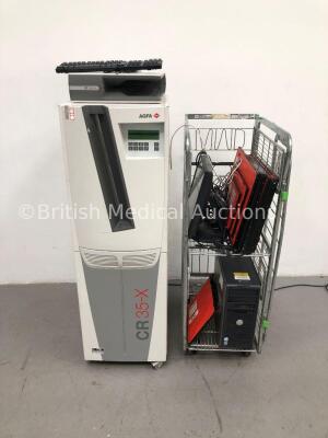 AGFA CR 35-X CR Reader Type 5158/100 with AGFA ID Tablet,11 x AGFA X-Ray Cassettes,Monitor,Keyboard and CPU (Powers Up-Slight Damage to Light Lens-See