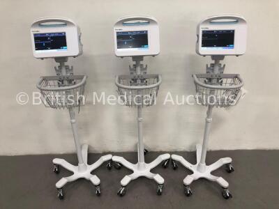 3 x Welch Allyn 6000 Series Vital Signs Monitors with SpO2 and NIBP Options (All Power Up)