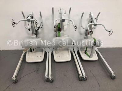 3 x Liko Sabina II Electric Patient Hoists with Controllers (Not Power Tested Due to No Batteries) *S/N 467215 / 467589 / 4672533*