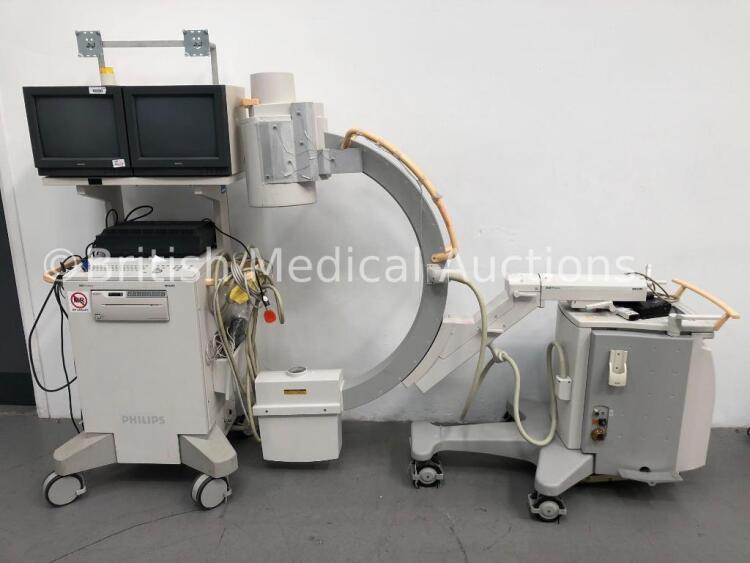 Philips BV Pulsera Mobile X-Ray C-Arm with Dual Screen Image Intensifier, Sony Video Graphic Printer UP-980CE, Footswitch, Control Hand Trigger,Key an