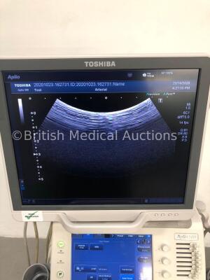 Toshiba Aplio 500 TUS-A500 Flat Screen Ultrasound Scanner *S/N T1E1323825* **Mfd 02/2013** Software Version AB_V3.00*R002 with 4 x Transducers / Probe - 2