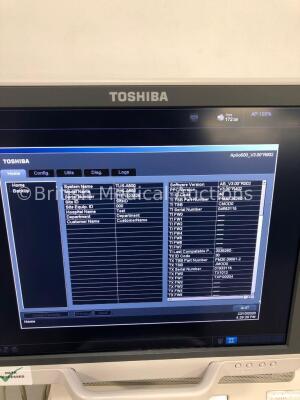 Toshiba Aplio 500 TUS-A500 Flat Screen Ultrasound Scanner *S/N T1E1323825* **Mfd 02/2013** Software Version AB_V3.00*R002 with 4 x Transducers / Probe - 7