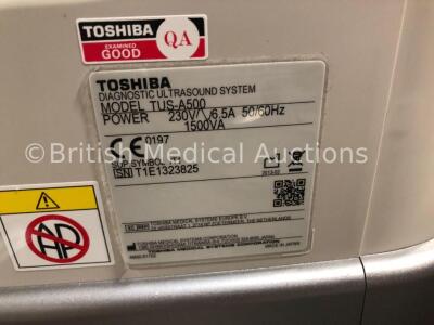 Toshiba Aplio 500 TUS-A500 Flat Screen Ultrasound Scanner *S/N T1E1323825* **Mfd 02/2013** Software Version AB_V3.00*R002 with 4 x Transducers / Probe - 17