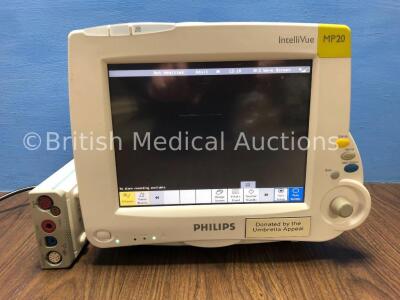 1 x Philips MP20 Patient Monitor Version F.01.40 *Mfd 2008* with 1 x Philips M3000A Module Including ECG, SpO2, NBP Temp and Press Options (Powers Up)