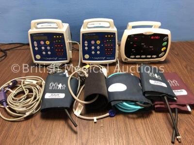 Job Lot Including 2 x Criticare Comfort Cuff 506N3 Series Patient Monitors, 1 x Huntleigh Smartsigns LitePlus Patient Monitor with Various Leads and C