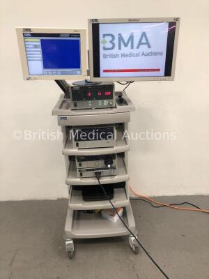 Karl Storz Stack Trolley Including Storz HD WideView Monitor,Storz 200903 31 Monitor,Storz SCB Electronic Endoflator 264305 20 Unit, Storz AIDA Contro